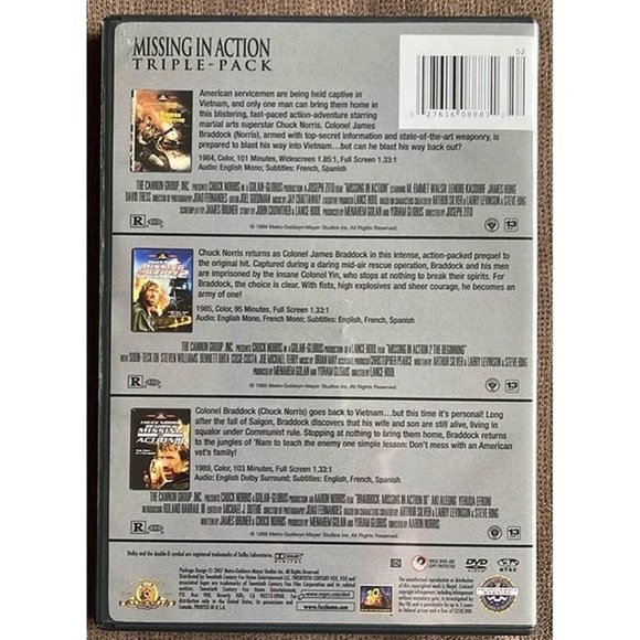 Missing in Action 1 2 3 I II III (2-Disc DVD Set, 2007) Chuck Norris - Picture 2 of 6